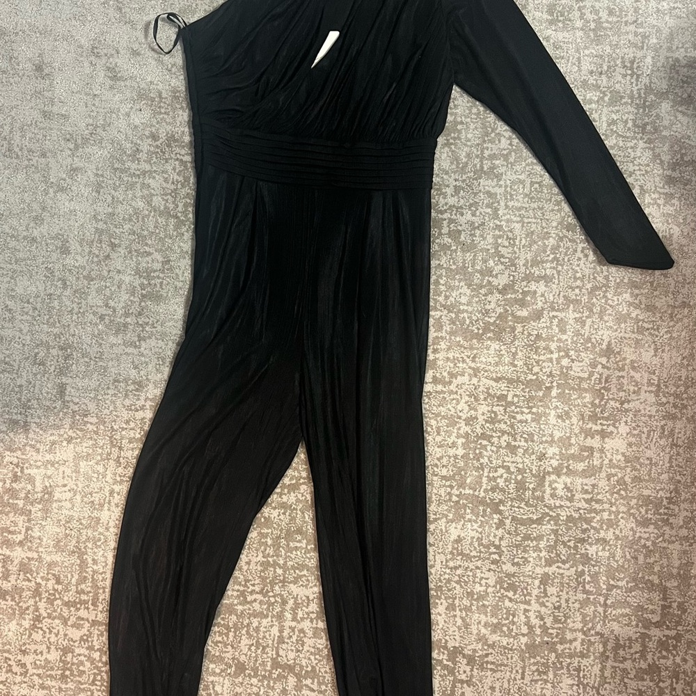 Elan shimmery silk pantsuit with cinched bottom